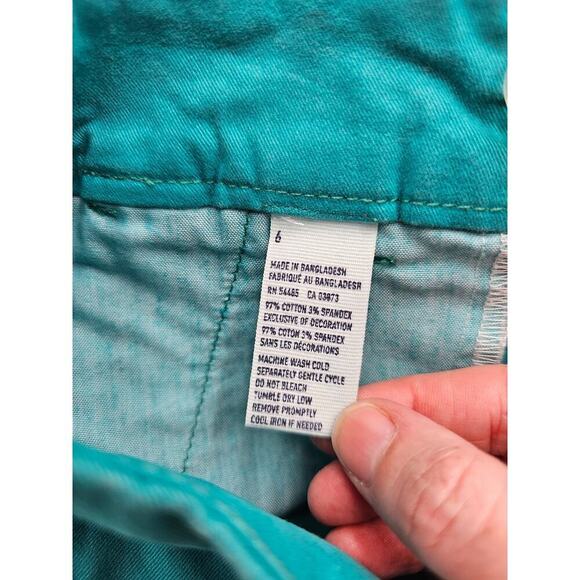 2 Pair American Eagle Women's Size 6 Teal and Pink Cuffed Stretch Shorts - Picture 7 of 15